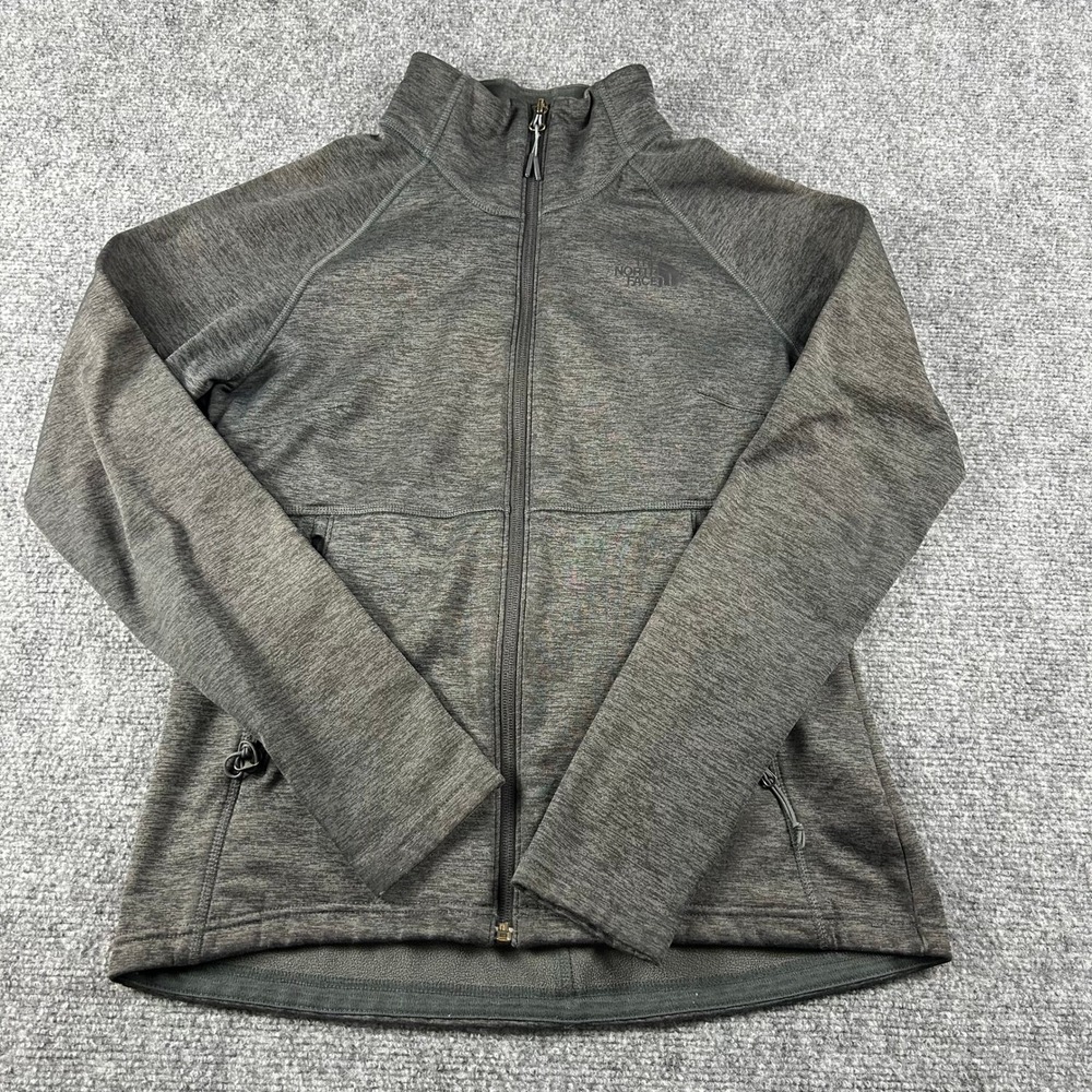 The North Face Fleece Jacket Womens Medium Gray Full‎ Zip Heather Mock Neck Soft